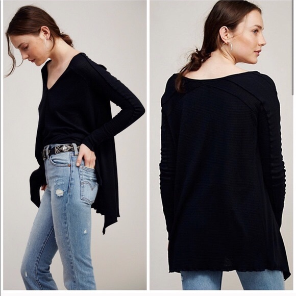 Free People Tops - Free People Thermal Pacific Drippy Black Top XS